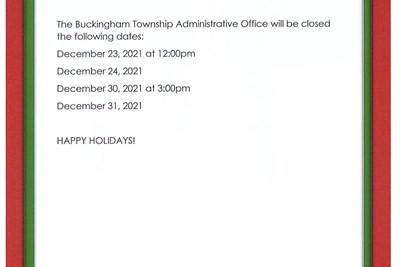 Buckingham Township Administrative Office Holiday Hours