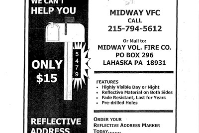 Reflective Address Markers Available at Midway VFC