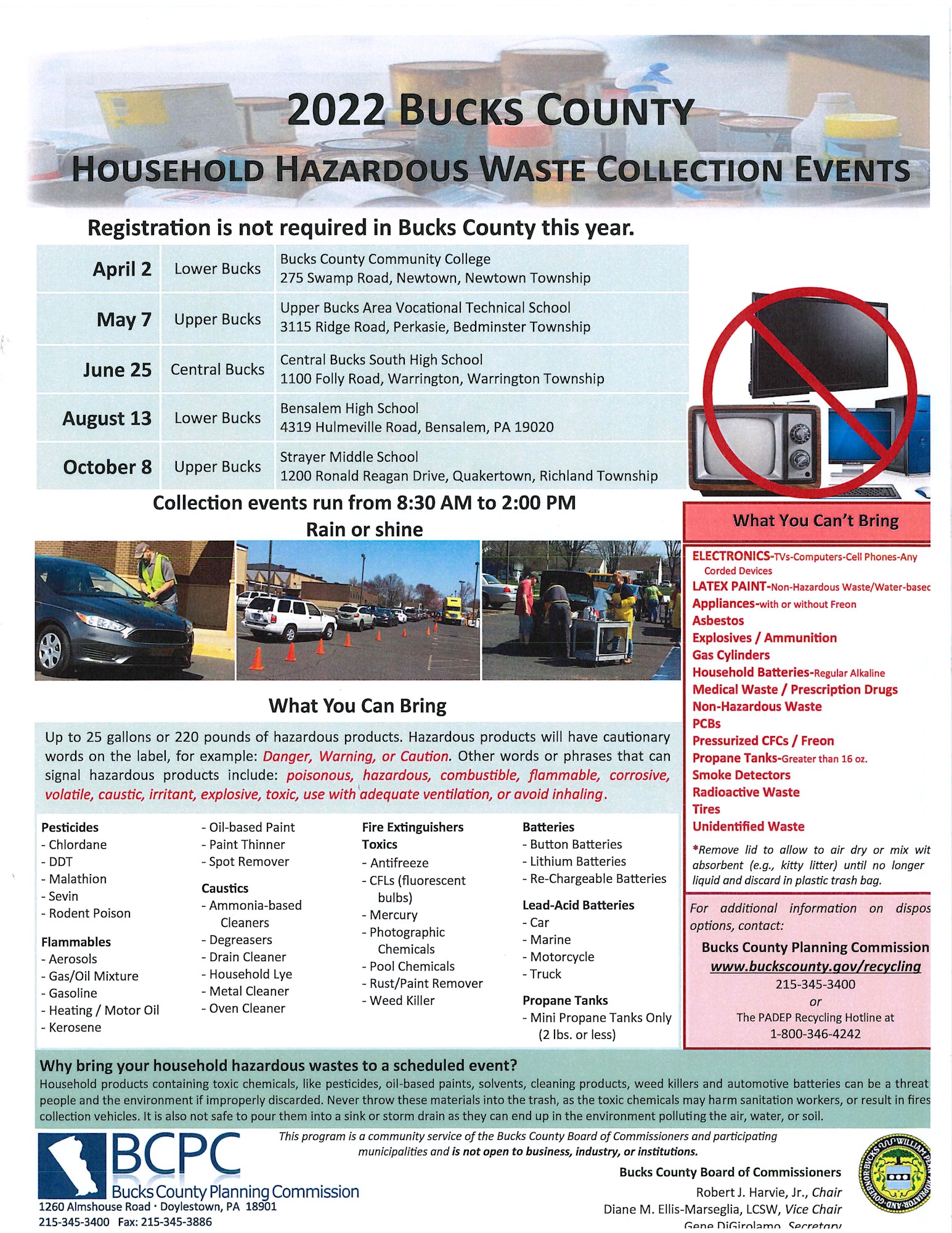 2022 Bucks County Household Hazardous Waste Collection Events