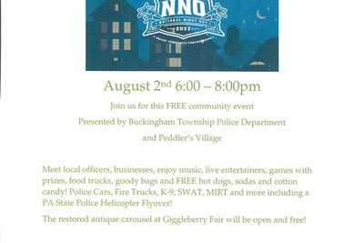 BTPD National Night Out - August 2, 2022 at Peddler's Village