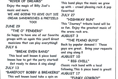 Buckingham Township - 2023 Free Family Fun Concert Series - Thursday Evenings June 22 - August 17