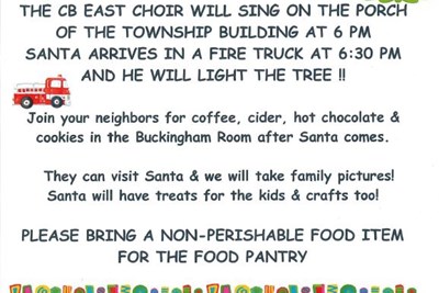 Buckingham Township Annual Tree Lighting and Santa - December 1, 2023