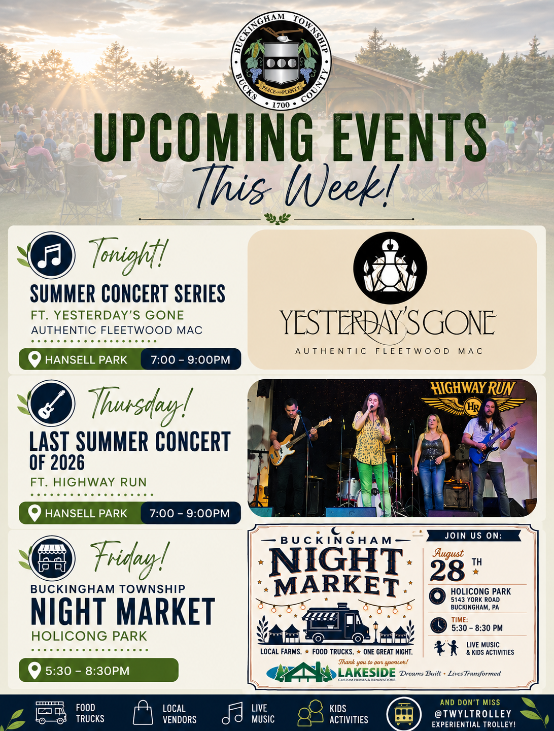 Three Nights, Three Great Events: A Big Week in Buckingham!
